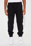 Mini Pull On Knit Cargo Joggers - Black