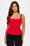 Summer Romance Bubble Hem Top - Red