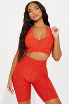 The Best Assets Textured V Neck Sports Bra - Orange