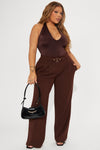 Say No More Wide Leg Trouser - Chocolate