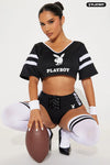 Playboy Tight End Bunny 3 Piece Costume Set - Black/White