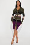 Daily Practice Sweater Midi Dress - Olive/combo