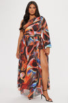 Claudia Printed Mesh Maxi Dress - Multi Color