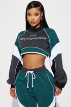 Motor Racing Cropped Sweatshirt - Teal/combo