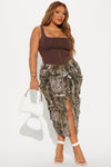 Somewhere Out There Tree Camo Midi Skirt - Olive/combo