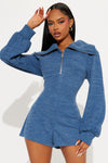 Next To You Sweater Romper - Blue