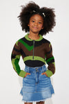 Mini Front Line Bolero Sweater - Olive/combo