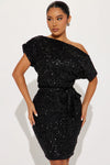 Melissa Sequin Midi Dress - Black