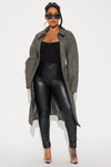 Ayana Washed Faux Leather Trench - Charcoal