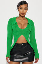 Only Fun And Games Polo Sweater Top - Kelly Green