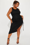 Kali Ribbed Midi Dress - Black