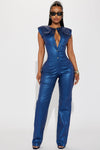 Guest List Metallic Jumpsuit - Blue