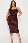 Truth Be Told Sequin Midi Dress - Burgundy