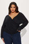 Elianna Wrap Top - Black