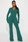 Josie Ribbed Long Sleeve Set - Hunter