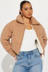 Too Hot To Handle Puffer Jacket - Camel