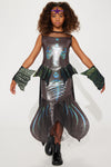 Mini Zombie Mermaid Dress 2 Piece Costume - Black/combo