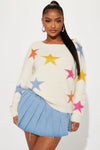 Stare At The Stars Fuzzy Knit Sweater - Cream