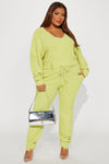 Being Myself Sweater Pant Set - Chartreuse