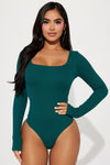 Feeling Fine Ribbed Bodysuit - Teal