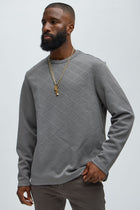 Lingo Textured Long Sleeve Tee - Grey