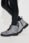 Mini Disco Ball Combat Boots - Silver/Black