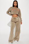 New York Washed Wide Leg Pant - Taupe/combo