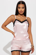 Princess Treatment Satin Lace PJ Short Set - Pink