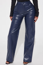 Malia Faux Leather Straight Leg Trouser - Navy