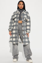 Campside Feelings Sherpa Shacket Trench - Charcoal