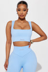 Effortless Orpheus Ribbed Seamless Bra Top - Light Blue