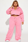 On The Go Fleece Pant Set - Pink