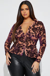 Vivienne Velvet Top - Brown Combo