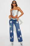 A Star Is Rising Baggy Stretch Jeans - Dark Wash