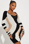 Serena Sweater Mini Dress - Black/combo