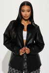 Drive Fast Faux Leather Shirt - Black