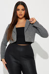 You Better Work Cropped Blazer - Grey