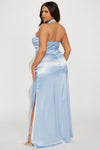 Kiera Satin Gown - Slate Blue