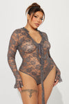 Romantic Rock Lace Bodysuit - Charcoal