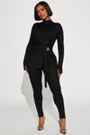 Stay Calling Me Ribbed Legging Set - Black