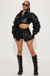 Bringing The Vibe Faux Leather Skort - Black