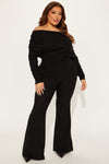 Yasmine Off Shoulder Sweater Jumpsuit - Black