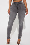 Kaylee Compression Stretch Skinny Jeans - Grey