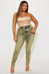 It's Giving High Stretch Curvy Skinny Jeans - Yellow