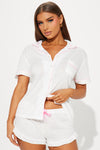 Always Feeling Sweet Pointelle PJ Short Set - White/Pink