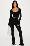 Justine 3 Piece Sweater Pant Set - Black