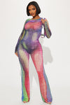 Run It Back Mesh Jumpsuit  - Multi Color