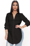 Tres Chic Poplin Shirt - Black