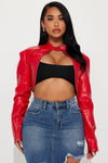 Keep The Same Energy Bolero Moto Jacket - Red