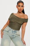 Oksana One Shoulder Top - Olive